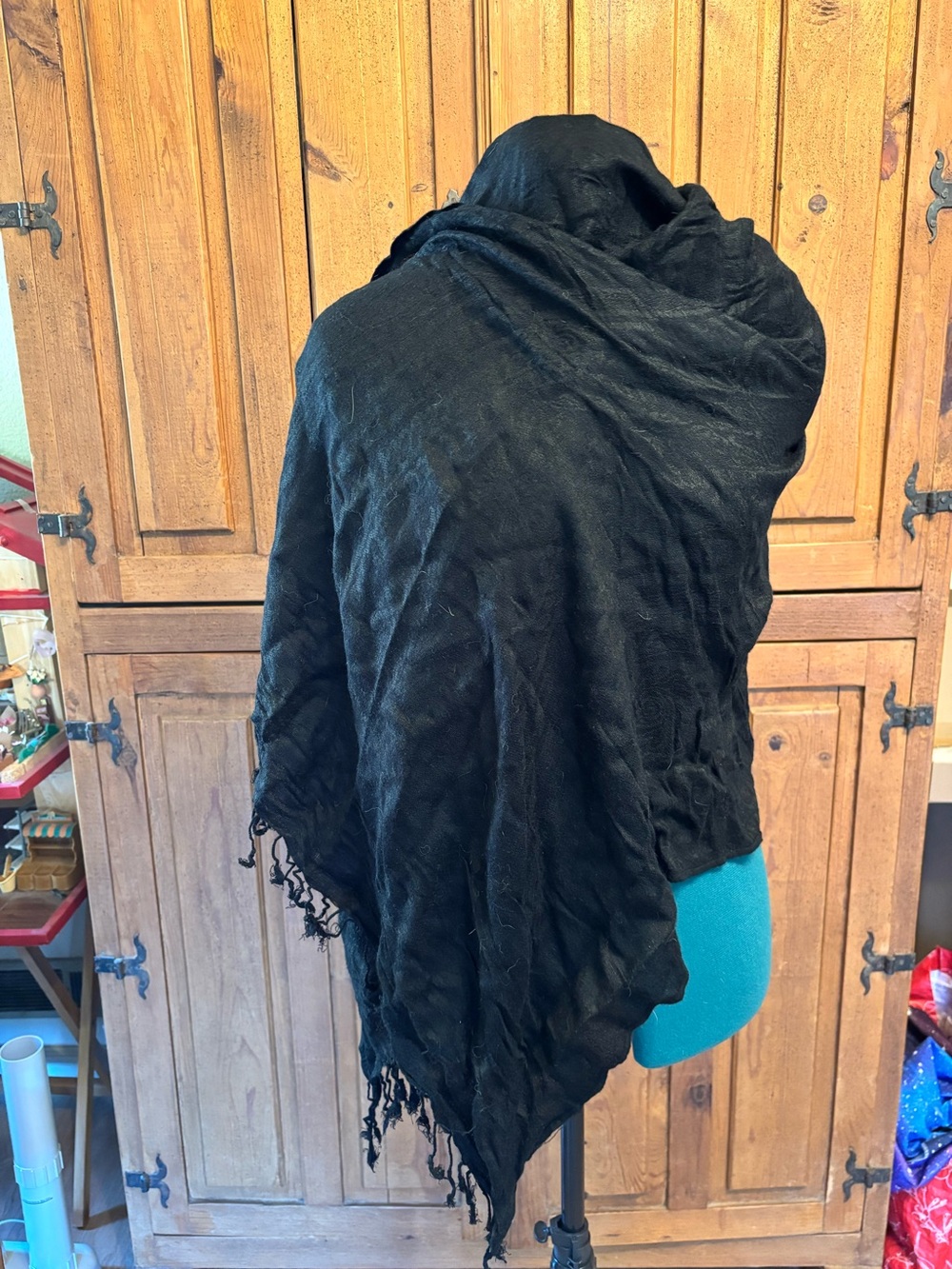 Black Fringed Shawl Wrap